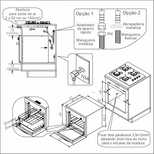 Forno à Gás de Embutir Stelar 46 litros Topázio Branco 127v