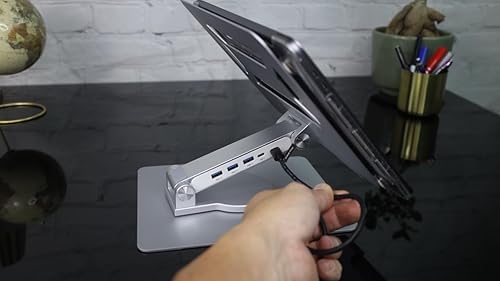 Miniatura 6 de Vanli's Soporte ajustable para laptop con base giratoria de 360, elevador ergonómico plegable para escritorio, soporte giratorio para computadora