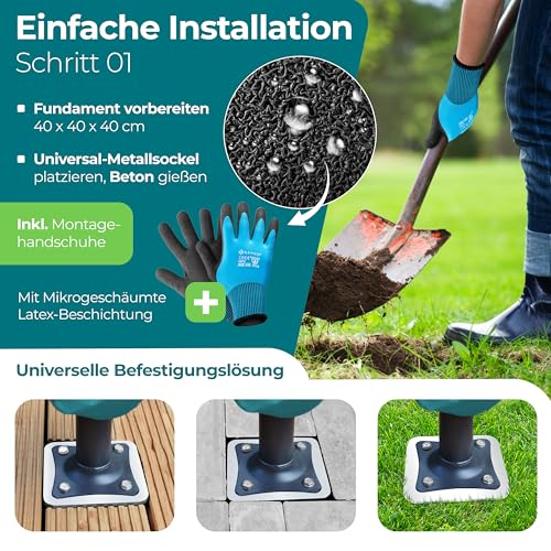 Bodenhülse für Sonnenschirme aus Metall – Universal-Bodenplatte