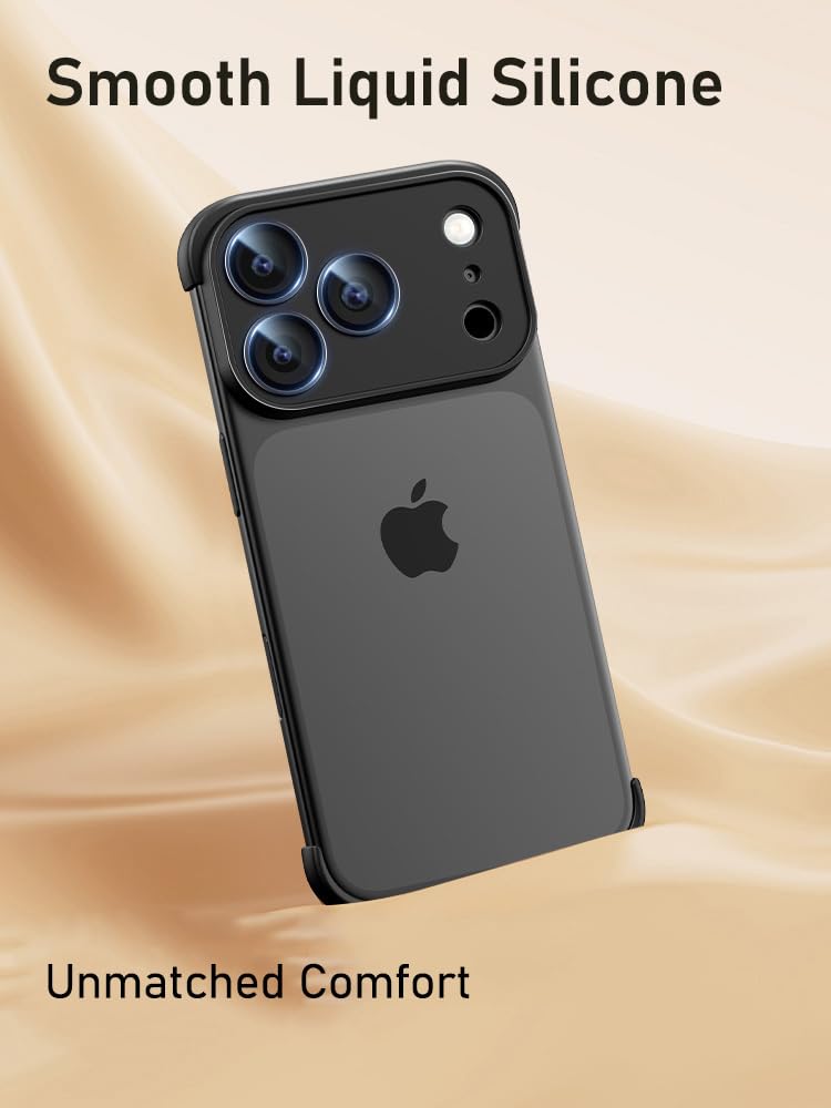 Photo 1 of Losin Compatible with iPhone 17 Pro Max Frameless Bumper Case with Camera Lens Protector Compatible with MagSafe Slim Lightweight Soft Shockproof Bumper Cover for Men and Women, Black