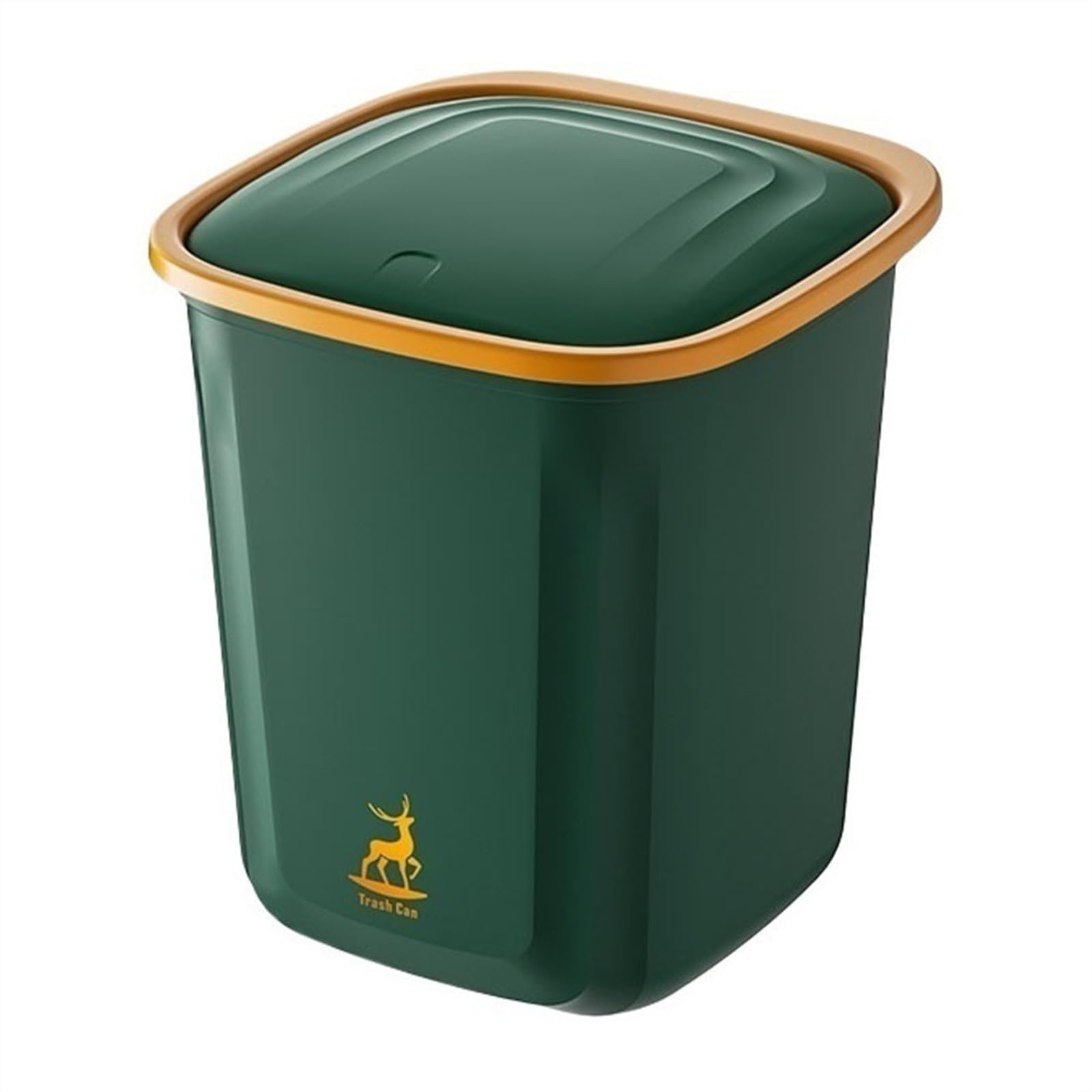 Poubelle carrée en plastique épais avec couvercle, avec couvercle à pression for la maison, la salle de bain, les toilettes, la cuisine(Green)