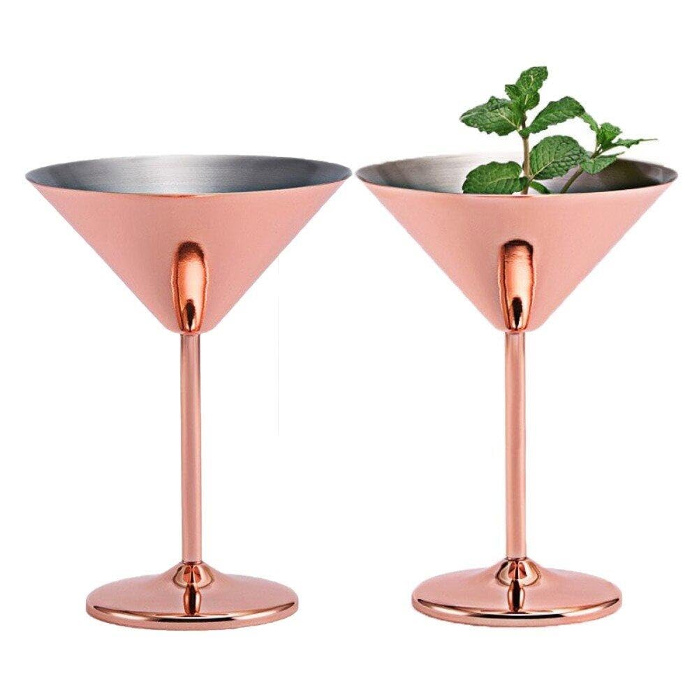 Tasses à cocktails en acier inoxydable Wudaizhi 200 ml, set de 2 gobelets martini en métal cône
