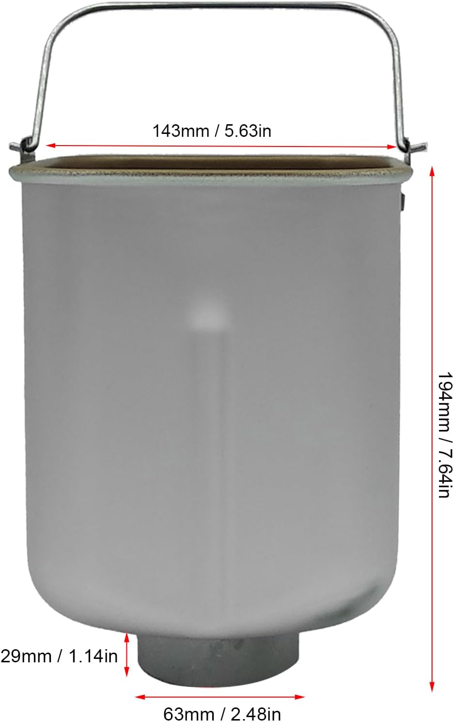 Pssopp Bread Machine Bucket Replacement, Anti Stick Coated Aluminum Alloy MixingBucket for Bread Maker Replacement