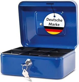 MAUL Geldkassette 2 aus Stahl | abschließbar | Münzgeld-Einsatz herausnehmbar | 20 x 17 x 9 cm | Kasse mit 2 Schlüsseln | geeignet als Spardose | kleiner Safe, Tresor, Trinkgeldkasse | Blau
