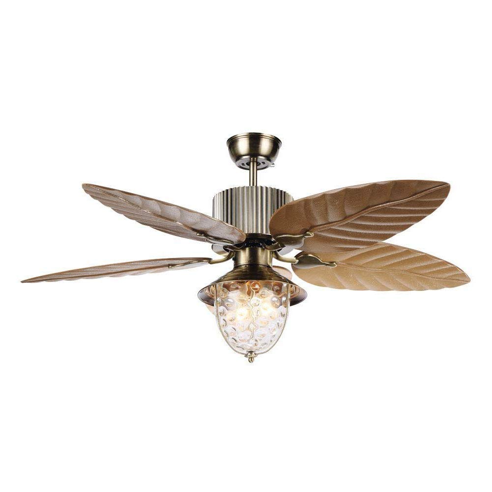TFCFLPalm Island Bali Ceiling Fan with 52-Inch Five-Blade Indoor/Outdoor Ceiling Fan, Palm Leaf Blades Remote Control, Tropical Style, Bronze， for Living Room/Dining Room/Hall