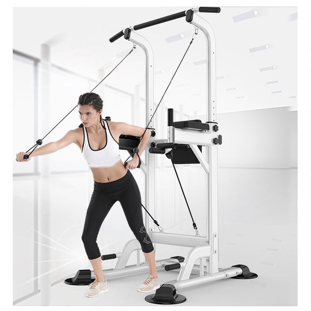Power Tower multifunzione regolabile in altezza con schienale per allenamento, stazione per trazioni, barra per trazioni, attrezzatura per esercizi di allenamento per la forza fitness