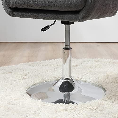 HOMCOM Swivel Accent Chair for Living Room Contemporary Vanity Armchair with Adjustable Height Thick Cushion Lumbar Support Armrest for Bedroom Office Dark Grey