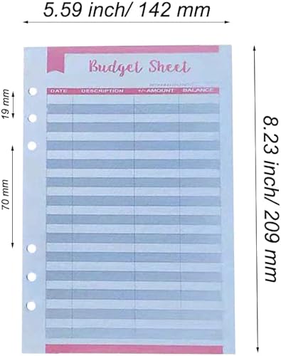 Miniatura 2 de Hojas de presupuesto para carpeta A5, 60 piezas de insertos de seguimiento de presupuesto para planificador A5, páginas de recarga de presupuesto de