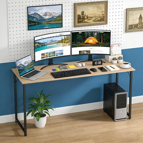 Image of BestOffice Computer Desk,Home Office Desk, Modern Simple Style for Home Office Study Writing (Nature, 63 Inch)