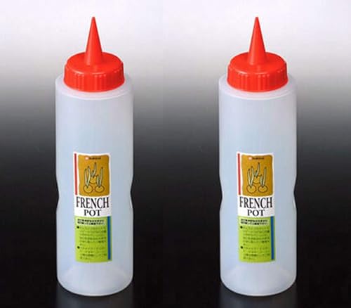 JapanBargain 3270x2, juego de 2 botellas de condimento para chorros, botellas japonesas para apretar, botella de ketchup de 11 onzas, fabricada en