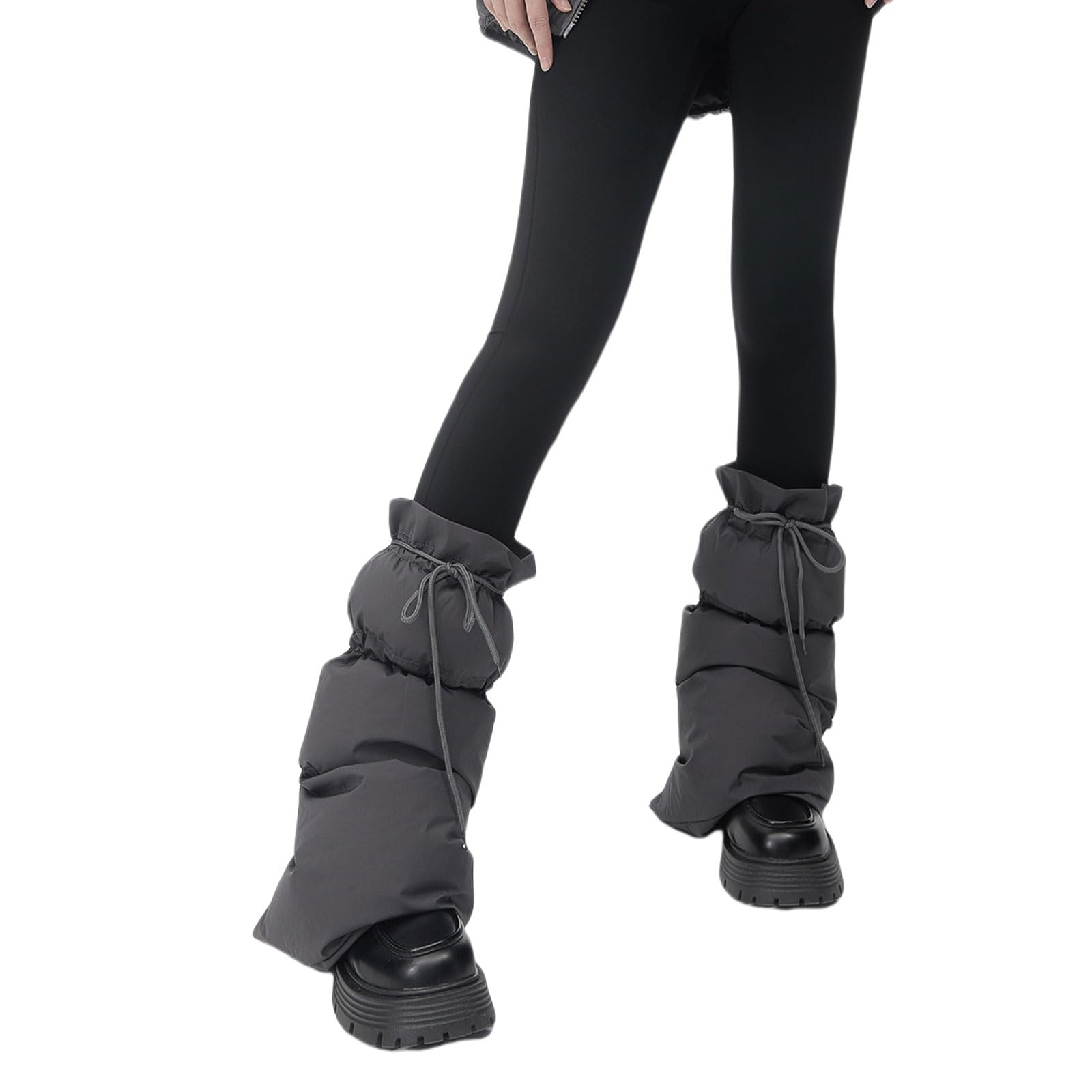 Maxtonser Thermal Padded Leg Covers with Adjustable Drawstring for Skiing Hiking and Cold Weather Ladies Puffer Leg Warmers Socks