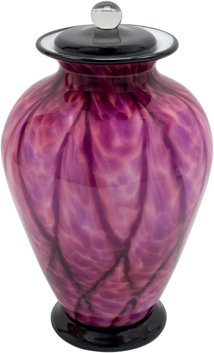Interlude Hand Blown Glass Cremation Urn for Ashes, Adult Sized Cremation Urn