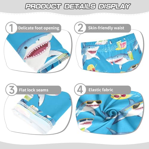 Sharks Girls' Leggings Toddler Doodles Wearing Sunglasses Kids Yoga Pants Dance Active Tights 4T3
