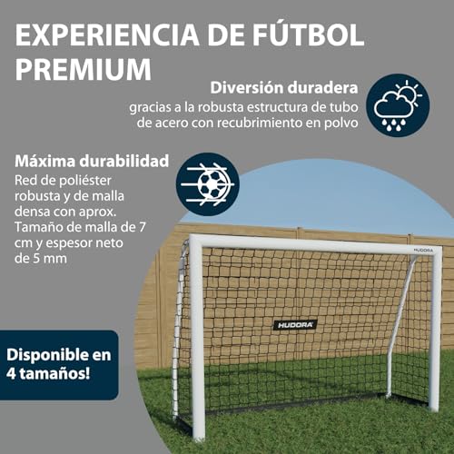 Hudora Portería de Fútbol Avanzada 120/180/240/300 I para Niños/Jóvenes & Adultos I Ideal para Jardín I Impermeable & Estable para Entrenamiento de Fútbol con Red de Malla Fina - imagen 3