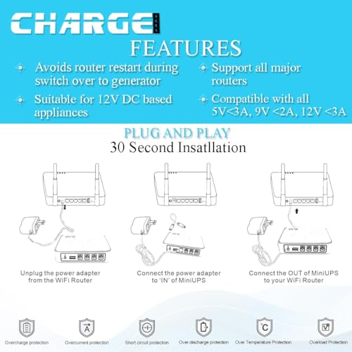 Image of Mini UPS for WiFi Router | WiFi UPS Power Backup | UPS for Router | WiFi Power Backup for Router | 12V /9V /5V Output | Up to 6 Hours Backup | miniUPS Supports 0.5A-3A