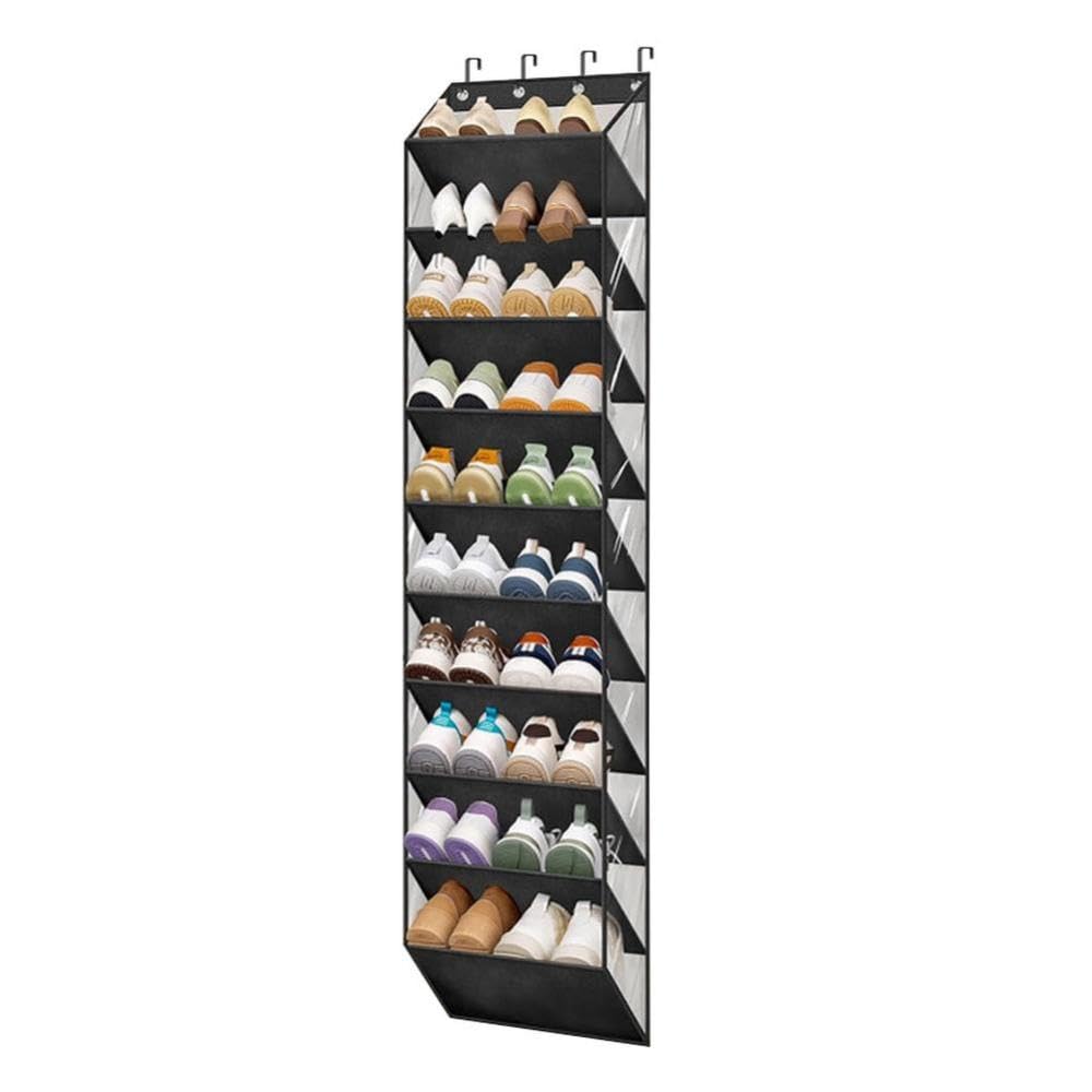 Elvaesther Over The Door Shoe Organizer, 10 Tier Hanging Shoe Rack with 4 Metal Hooks, Door Hanging Organizer for Closet, 20 Pairs, Shoe Holder Hanger for Sneakers Boots Hanging Storage Bag 10 Tier