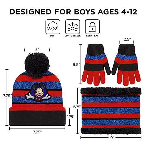 Image of Mickey Mouse Boys' Toddler Winter Hat, Scarf & Mittens Set for Ages 2-4 Or Hat, Scarves & Kids Gloves Sets for Ages 4-7