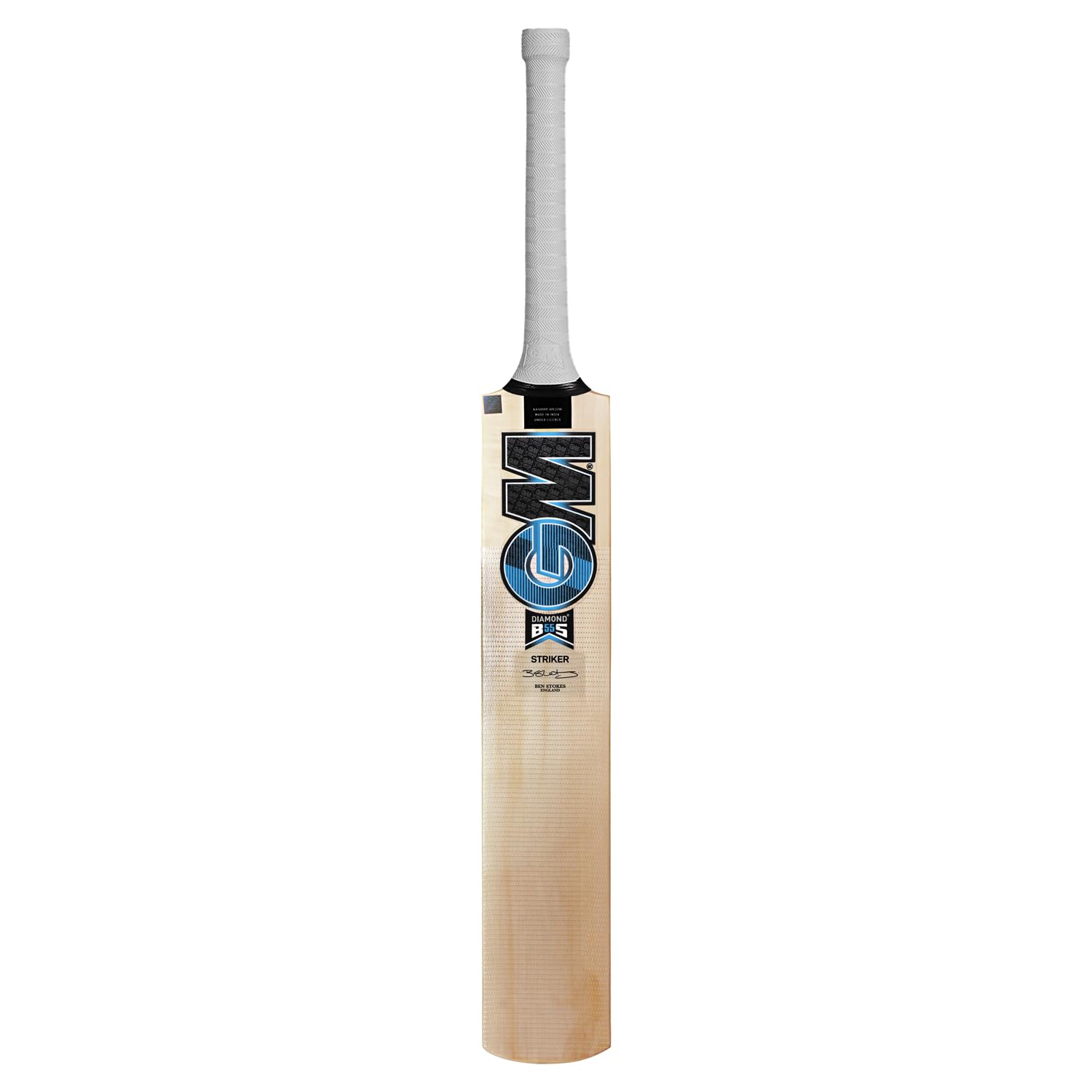 GM Light Weight Diamond Striker Kashmir Willow Cricket Bat with Cross Weave Tape on The Face with Cover, Size-6