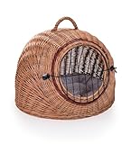 Construction en osier : le panier de transport a été fabriqué à la main en osier de haute qualité, ce qui le rend léger mais résistant aux griffes et aux dents de votre animal de compagnie.