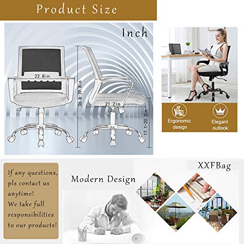 Office Chair Ergonomic Desk Chair, Mid Back Mesh Computer Chair- Executive Office Chair Rolling Swivel Adjustable Stool,Modern Task Chair With Armrests Lumbar Support Wheels For Woman Girls,Black #TOP6