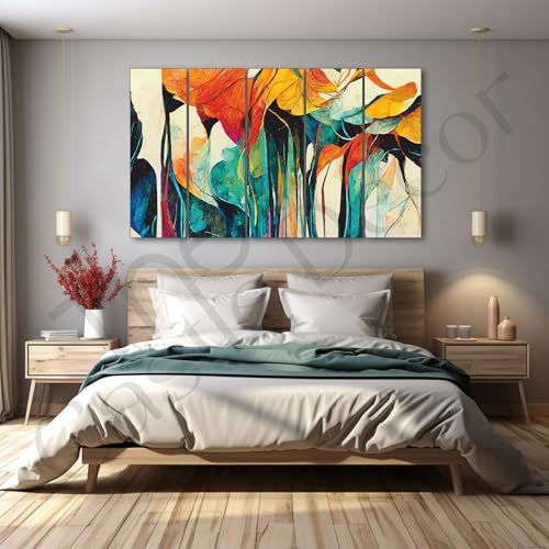 Image of The Castle Decor Abstract art painting with frame Big Size 27x48 Wall art for living room,Bedroom,Drawing room,Hotels-Wooden Framed-299