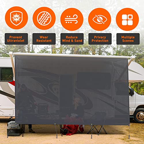 Mikkuppa 9' X 15'3'' Rv Awning Sun Shade Screen - Black Mesh Rv Awning Shade Screen With Complete Kits For Camper Trailer Uv Sun Blocker #TOP3
