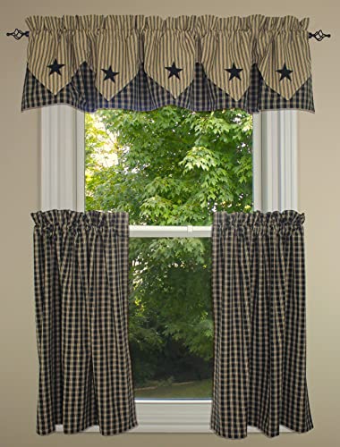 Primitive Home Decors Country Classic Black Lined Star Point Valance 72X15 #TOP2