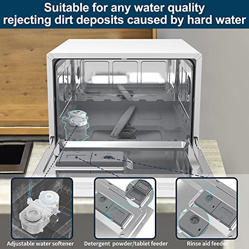 Mobiele vaatwasser, mini-vaatwasser, 360 ° bovenste en onderste sproeiarmen Draagbare vaatwasser, met 6 wasprogramma's… - Afbeelding 5