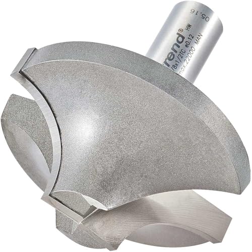 Trend Professional Ovolo/Rounding Over Router Cutter, 20mm Radius, 1/2 Inch Shank, 60mm Cut Diameter & 27mm Cut Length, Tungsten Carbide Tipped, 7/8X1/2TC