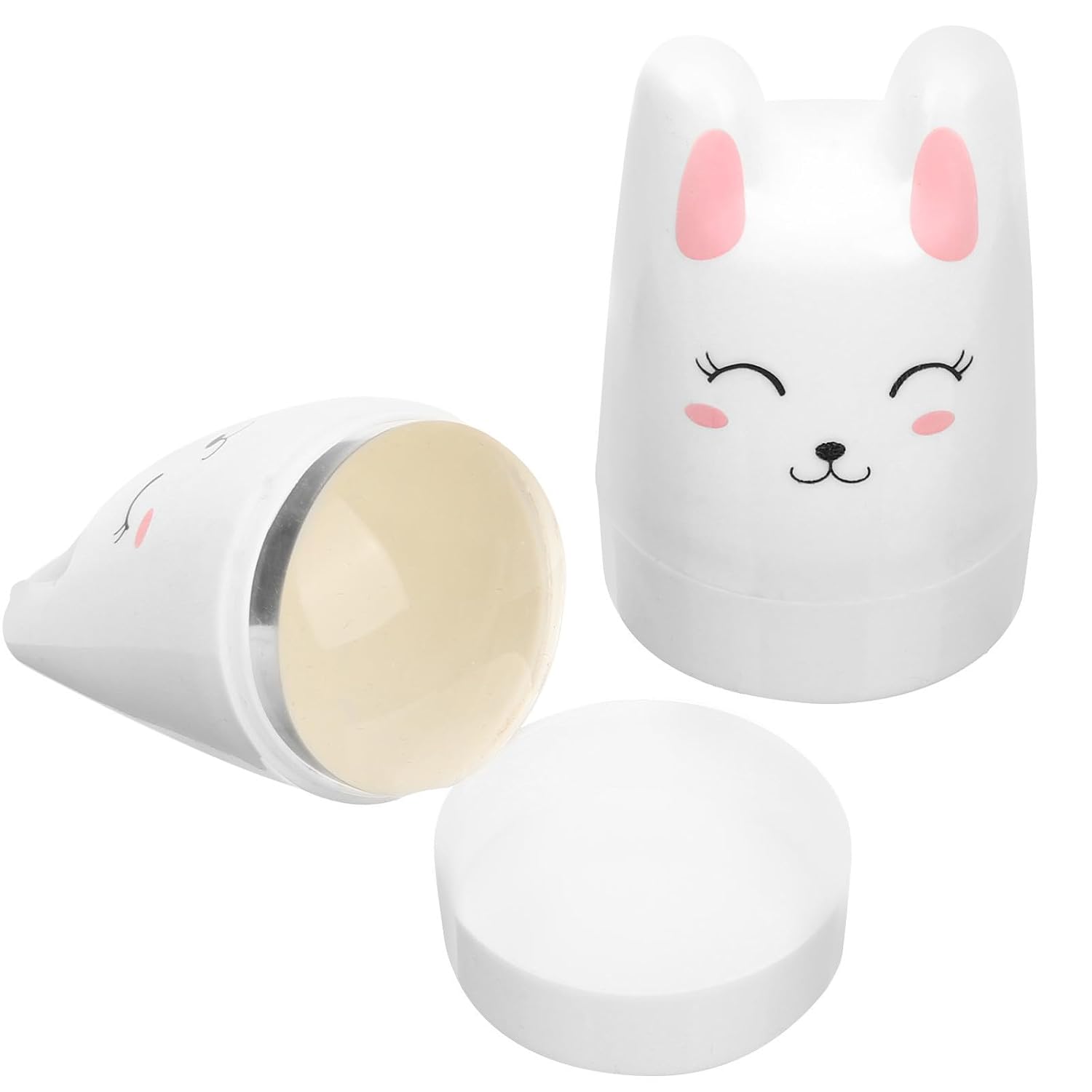 BESTonZON 2pcs Silicone Nail Stamper Tool in Bunny Shape with Scraper Easy to Use and Time-saving Manicure Accessory for Nails Made of Sturdy Silicone and Acrylic