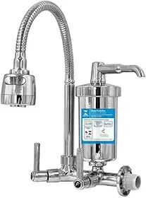 Torneira Flexível de Inox Com Filtro Para Cozinha Instalação de Parede - Ouro Metais