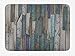Ambesonne Wooden Bath Mat, Blue Grey Grunge Rustic Planks Barn House Wood and Nails Lodge Hardwood Graphic Print, Plush Bathroom Decor Mat with Non Slip Backing, 29.5 W X 17.5 W Inches, Gray Blue