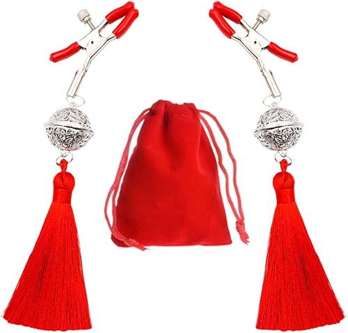 Pinzas ajustables para pezones con borlas, abrazaderas para pezones con campanas, no perforante, clip atractivo para pezón, clip para colgar en el