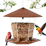 Jealoeur Bird Feeders for Outdoors Hanging Bird Feeder Wild Birds Seed, Brown