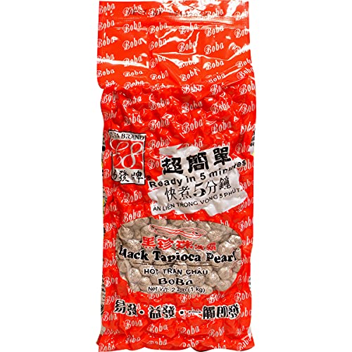 E-Fa Brand Premium Grade Black Tapioca Pearls for Boba Bubble Tea, 2.2 lb Pack of 18, Wholesale Box, Total Net Weight 39.6 lbs. Ideal for Coffee Shop, Restaurant, Tea Store and Bakery Businesses.