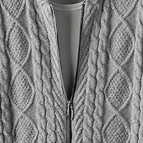 JEsilunmaMY Mens Cable Knit Hooded Cardigan Sweaters Long Sleeve Comfortable Cotton Knitwear Solid Color Lightweight Hoodies4