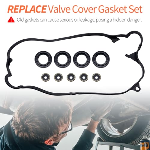 Image of HiSport Engine Valve Cover Gasket Kit - Compatible with Honda Civic DX /LX V-TEC /EX V-TEC /HX V-TEC /GX V-TEC 1.7L 2001 2002 2003 2004 2005 - Replace VS50606R