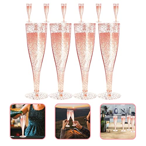 Ipetboom Flautas de Champanhe de Plástico Glitter: Taça de Vinho de Ouro Rosa Copos de Vinho Taça de