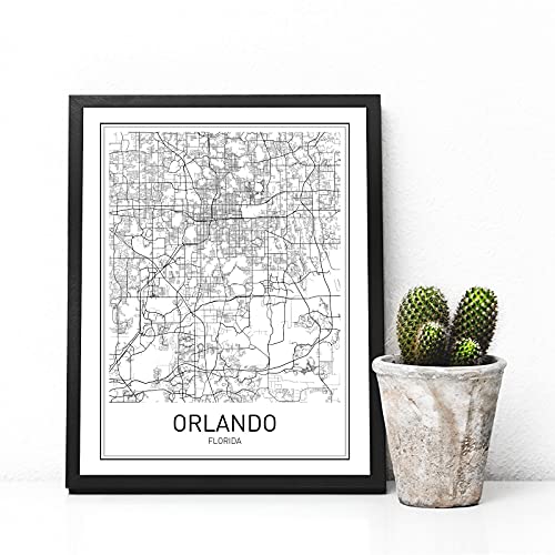 Orlando Poster Orlando Map Of Orlando City Map Posters Modern Map Art City Prints Map Wall Decor Minimal Print Map Poster City Poster City Map Wall Art Minimalist Posters 8X10 #TOP4