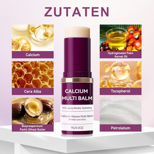 Calcium Volume Multi Balm,Cemenrete Calcium Multi Balm,Korean Skincare Under Eye Brightener,Kollagen Stick,Mild & Nicht Fettig,Straffere Haut,Reduziert Fältchen für Augen,Hals,Gesicht,2 Pcs