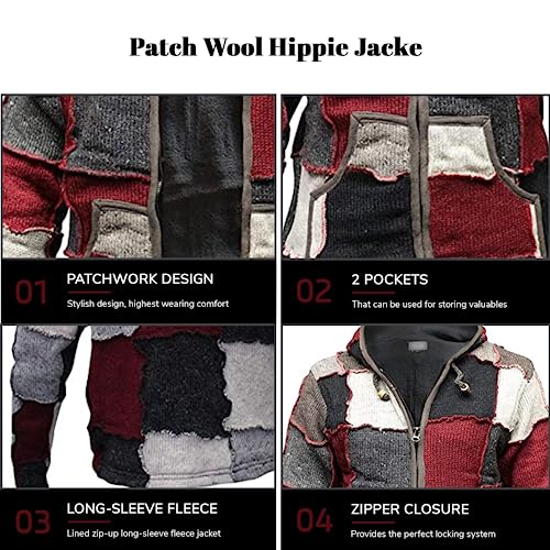 Shopoholic Fashion Mens Winter Patch Wool Hippie Jacket2