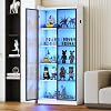 65 Display Cabinet with Acrylic Glass Door LED Bookcase with Human Sensor 3 Color Lights 5 Tier Curio Storage Cabinet with Adjustable Shelf for CollectiblesBedroomLiving RoomOffice