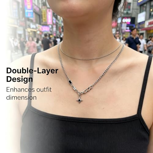 Kenfoau Layered Star Necklace Silver Choker Pendant Chain for Men & Women by Kenfoau - Used condition - Image 5
