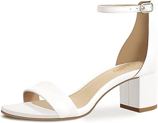 Women's Low Block Chunky Heels Sandals Comfortable Open Toe Ankle Strap Party Dress Pump Shoes Strappy Buckle Heeled Sandal with 2 Inches Tall Thick Heel Design