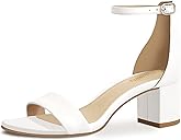 PIZZ ANNU Women's Low Block Chunky Heels Sandals Comfortable Open Toe Ankle Strap Party Dress Pump Shoes Strappy Buckle Heeled Sandal with 2 Inches Tall Thick Heel Design