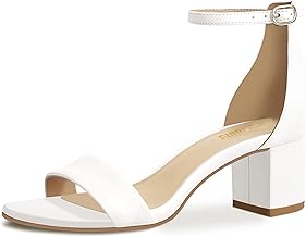 PIZZ ANNU Womens Sandals Mid Block Heel Ankle Strap Wedding Shoes for Bride Open Toe Ladies Sparkly Glitter Evening Party Size 3-9