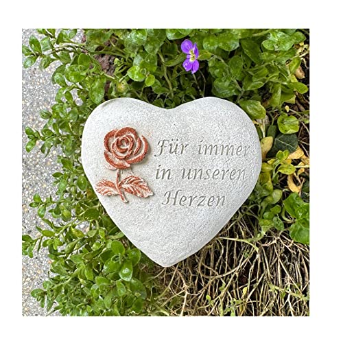 Grabherz Grabschmuck Grab Herz Spruch - Für Immer in unseren Herzen - ca.500g Rose Rost