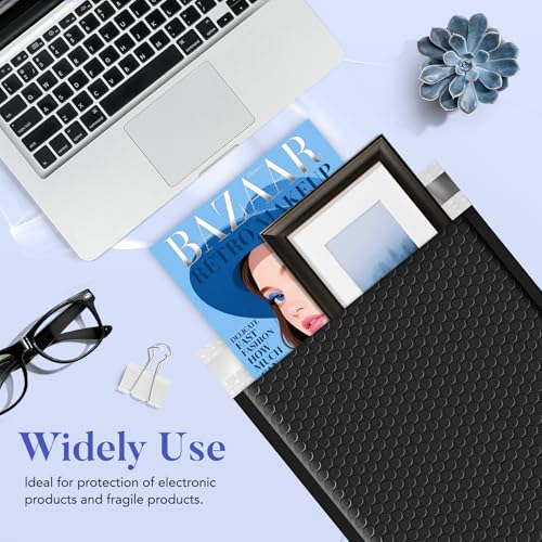 Image of Fuxury Bubble Mailers 9.5x14.5 inch 25 Pack Black Large Padded Envelopes | Usable Size 9.5x13.5 inch Self Seal Bubble Envelopes Padded Mailers Shipping Bags for Mailing book Shirt Small Business #4