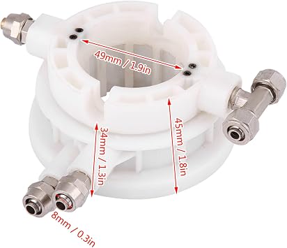 Valve, Tyre Changer Part Control Valve 49mm Coupler Coupling, High Durability ABS Metal Material Professional Replacement, Fits 48.5mm Shaft with 8mm Hose Connector