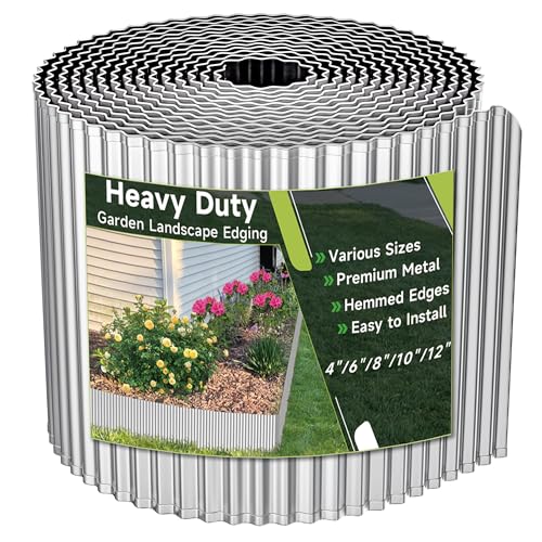 Corrugated Garden Edging,12'×20Ft Galvanized Steel Landscape Edging & Lawn Edging Border,Metal Garden...
